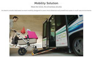 Screenshot showing the deployed ramp of the EZ10 with a parent pushing a stroller