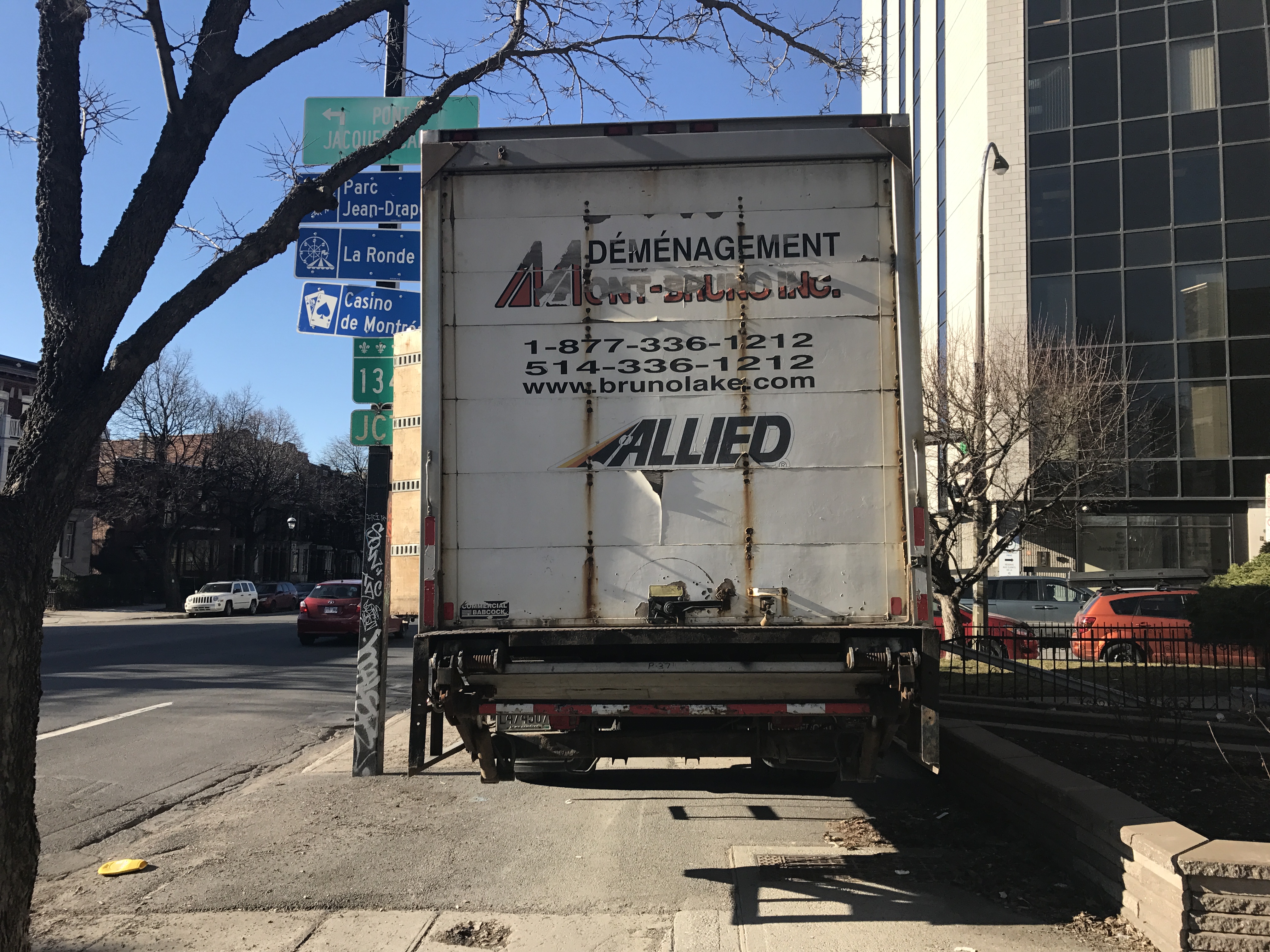 Allied van blocking the sidewalk