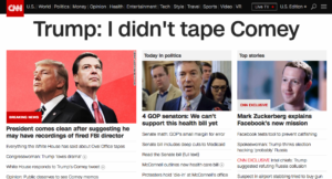 Screenshot of CNN's homepage without CSS override.